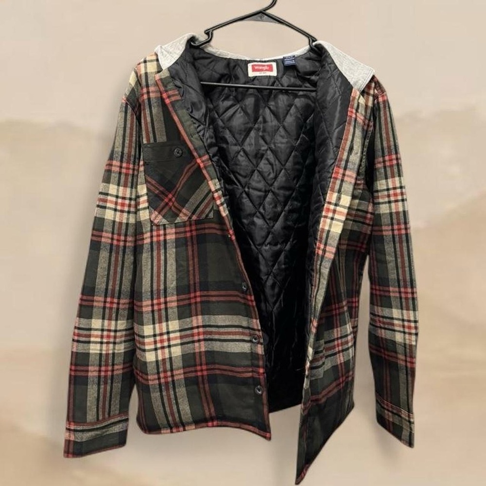 Wrangler Green and Red Plaid Quilted Jacket
